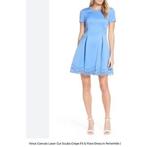 Vince Camuto Laser Cut Fit & Flare Scuba Crepe Periwinkle‎ Dress 4